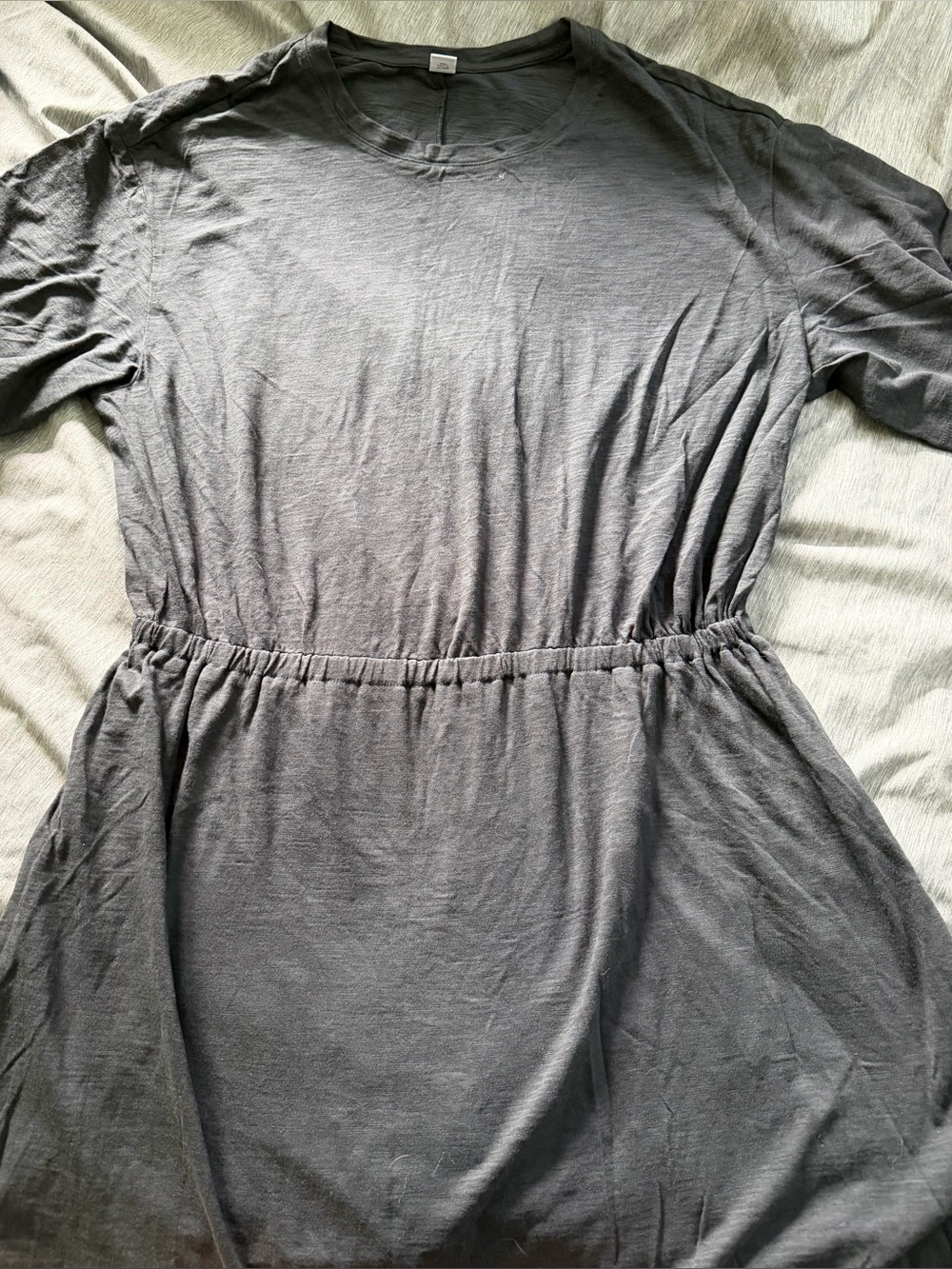 Classic Gray Elastic-Waist Tee Dress